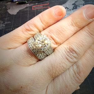 4.42ct Sterling CZ Halo Wedding Set Sparkler!